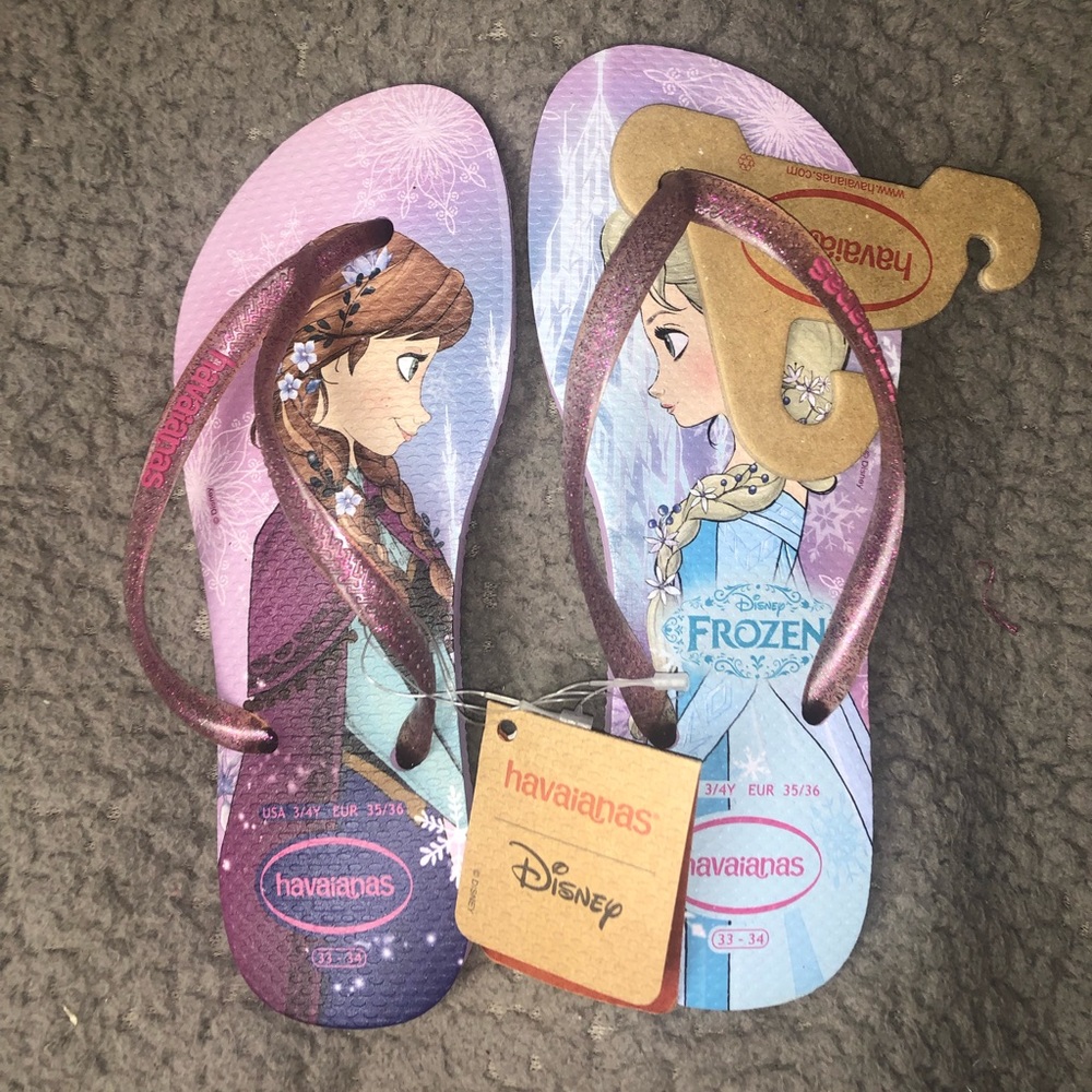 Girls 3/4 Disney Frozen Havianas NWT